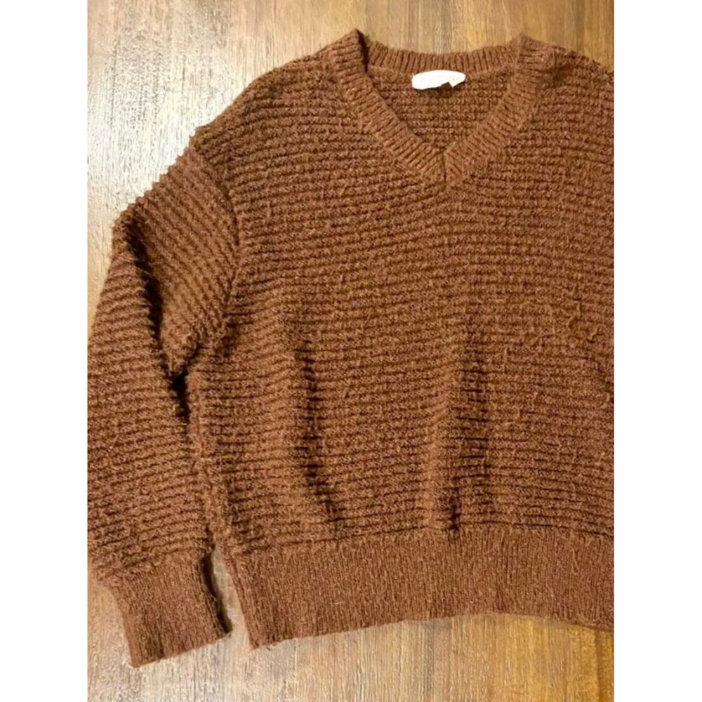 78 & Sunny “Redwood Retreat” Brown V-Neck Sweater - Size Large